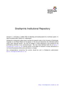 Strathprints Institutional Repository  Giovanini, L. and Dutka, A[removed]Filter for detecting and isolating faults for a nonlinear system. In: Safe Processes 2003, [removed], Washington. Strathprints is designed to all