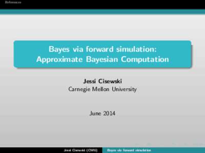 Bayes via forward simulation:  Approximate Bayesian Computation