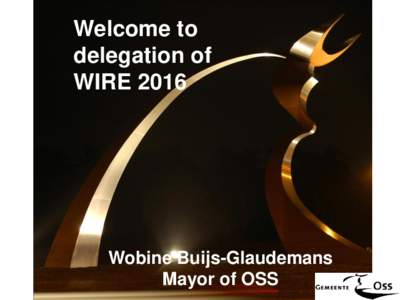 Welcome to delegation of WIRE 2016 Wobine Buijs-Glaudemans Mayor of OSS