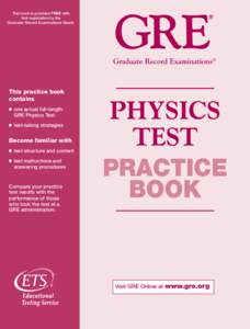 This book is provided FREE with test registration by the Graduate Record Examinations Board. Graduate Record Examinations®