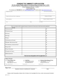 Kansas Tax Amnesty Application CE-14