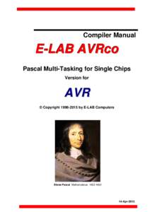 Compiler Manual  E-LAB AVRco Pascal Multi-Tasking for Single Chips Version for