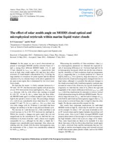 Atmos. Chem. Phys., 14, 7291–7321, 2014 www.atmos-chem-phys.netdoi:acp © Author(sCC Attribution 3.0 License.  The effect of solar zenith angle on MODIS cloud optical and
