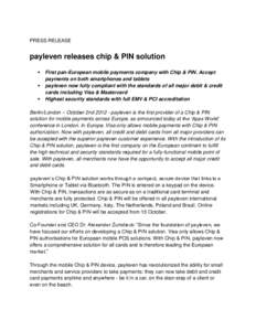 PRESS RELEASE  payleven releases chip & PIN solution   