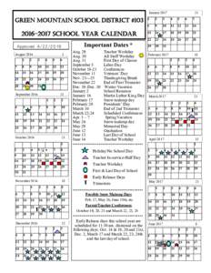 JanuaryGreen Mountain School District #School Year Calendar