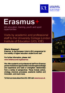 Erasmus+  UK education, training, youth and sport opportunities  Visits by academic and professional