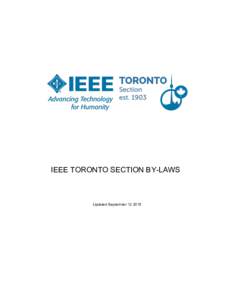 IEEE TORONTO SECTION BY-LAWS  Updated September TABLE OF CONTENTS