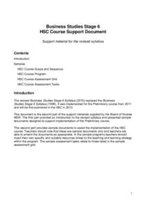 Business Studies Stage 6 HSC Course Support Document