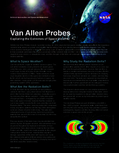 National Aeronautics and Space Administration  Van Allen Probes Exploring the Extremes of Space Weather  NASA’s Van Allen Probes mission, launched on Aug. 30, 2012, explores how space weather creates and affects the ha