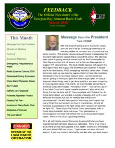 FEEDBACK The Official Newsletter of the Georgian Bay Amateur Radio Club March 2018 © GBARC