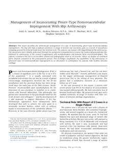 Management of Incarcerating Pincer-Type Femoroacetabular Impingement With Hip Arthroscopy