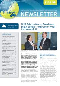 STATISTICAL SOCIETY OF AUSTRALIA INCORPORATED  neWsLeTTeR December 2010 Number 133