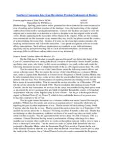 Southern Campaign American Revolution Pension Statements & Rosters Pension application of John Black S9280 fn50NC Transcribed by Will Graves[removed]Methodology: Spelling, punctuation and/or grammar have been corrected 
