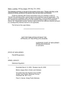 State v. Lashley, 353 N.J. Super[removed]App. Div[removed]The following summary is not part of the opinion of the court. Please note that, in the interest of brevity, portions of the opinion may not have been summarized. E