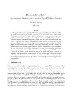 The Inequality Deflator:  *Interpersonal Comparisons without a Social Welfare Function