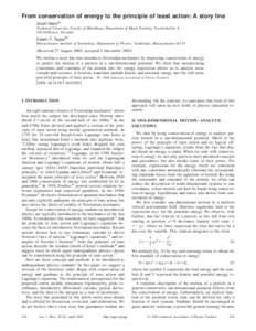 From conservation of energy to the principle of least action: A story line Jozef Hanca) Technical University, Faculty of Metallurgy, Department of Metal Forming, Vysokoskolska 4, Kosice, Slovakia  Edwin F. Taylorb