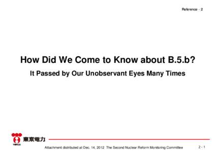 Reference−2  How Did We Come to Know about B.5.b? It Passed by Our Unobservant Eyes Many Times  Attachment distributed at Dec. 14, 2012 The Second Nuclear Reform Monitoring Committee