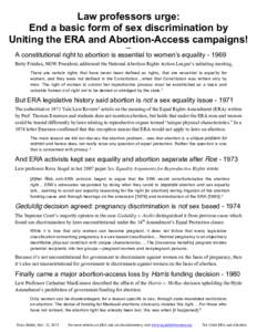 Law professors urge: End a basic form of sex discrimination by uniting the ERA and abortion-access campaigns