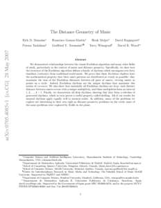 The Distance Geometry of Music Francisco Gomez-Martin† Perouz Taslakian§  Godfried T. Toussaint§¶