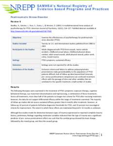 NREPP Systematic Review: Posttraumatic Stress Disorder, Review 9