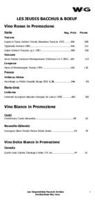 LES JEUDIS BACCHUS & BOEUF Vino Rosso in Promozione Italie Reg. Price