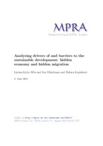 M PRA Munich Personal RePEc Archive Analysing drivers of and barriers to the sustainable development: hidden economy and hidden migration