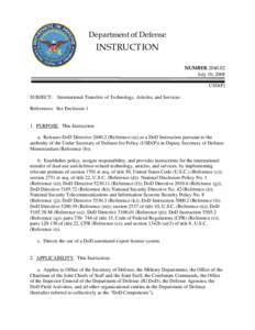 Department of Defense  INSTRUCTION NUMBER[removed]July 10, 2008 USD(P)