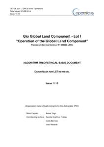 GIO-GL Lot 1, GMES Initial Operations Date Issued: Issue: I1.10 Gio Global Land Component - Lot I ”Operation of the Global Land Component”