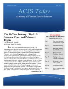 Volume XL, Issue 3  May 2015 ACJS Today Academy of Criminal Justice Sciences