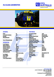 HL CLASS LOCOMOTIVE  GENERAL Class 	 Locomotive Numbers 	 Quantity