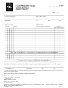 Fedwire Securities Service Authorization Form