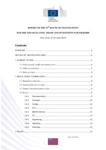 Report of the 13th round of negotiations for a TTIP