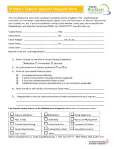 Microsoft Word - ProStart Teacher Support Request Form