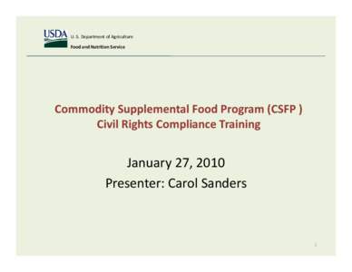 Commodity Supplemental Food Program (CSFP) Civil Rights Compliance Training