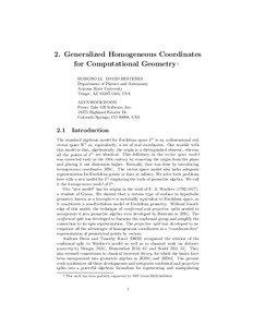 2. Generalized Homogeneous Coordinates for Computational Geometry † HONGBO LI, DAVID HESTENES