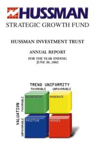 STRATEGIC GROWTH FUND HUSSMAN INVESTMENT TRUST ANNUAL REPORT FOR THE YEAR ENDING JUNE 30, 2002