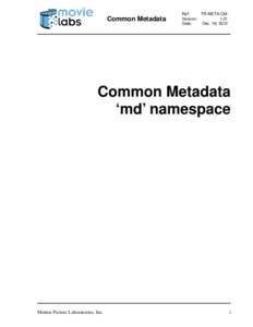 Common Metadata  Ref: TR-META-CM Version: 1.2f