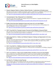 Microsoft Word - Selected Resources on Dual Eligibles May 2012 _2_.doc