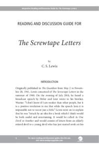 The Screwtape Letters / Screwtape / Christian apologists / C. S. Lewis / Wormwood / Narrative mode / Satire / Literature / Fiction / Christian fiction