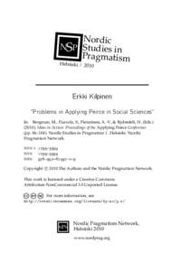 Nordic NSP Studies in Pragmatism Hel sinki | 2010