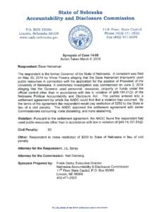 State of Nebraska  Accountability and Disclosure Commission P.O. BOX 95086