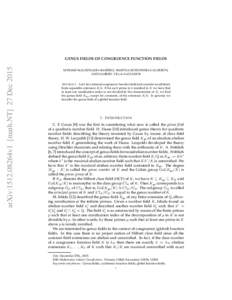 arXiv:1512.08264v1 [math.NT] 27 DecGENUS FIELDS OF CONGRUENCE FUNCTION FIELDS ´ MYRIAM MALDONADO–RAM´IREZ, MARTHA RZEDOWSKI–CALDERON, AND GABRIEL VILLA–SALVADOR