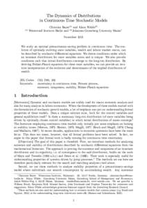 The Dynamics of Distributions in Continuous-Time Stochastic Models (a) Christian Bayer(a) and Klaus Wälde(b) WeierstraßInstitute Berlin and (b) Johannes-Gutenberg University Mainz1