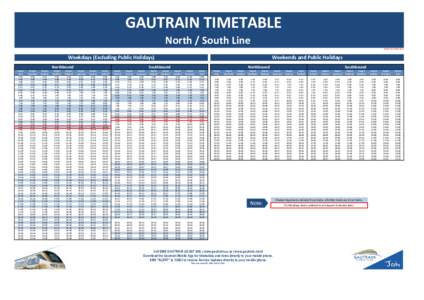Gautrain Timetable 16 Oct 12