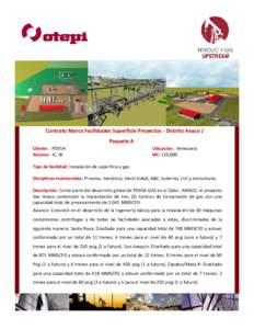 UPSTREAM  Contrato Marco Facilidades Superficie Proyectos ‐ Distrito Anaco / Paquete A Cliente: PDVSA Alcance: IC, IB