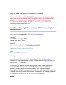 Microsoft Word - NIH Public Access Policy Deadlinedoc