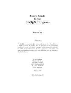User’s Guide to the IdxTEX Program  Version 2.0