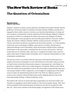 Font  Size:  A  A  A  The Question of Orientalism Bernard  Lewis  JUNE 24, 1982 ISSUE