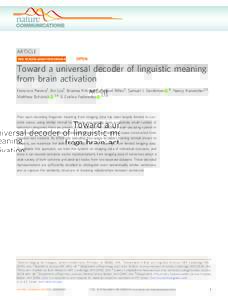 Toward a universal decoder of linguistic meaning from brain activation