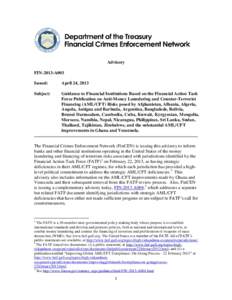 Financial crimes / Law enforcement / Economy / Financial regulation / Tax evasion / Terrorism / Task forces / Asia/Pacific Group on Money Laundering / Money laundering / Financial Action Task Force on Money Laundering / Terrorism financing / AMLCFT
